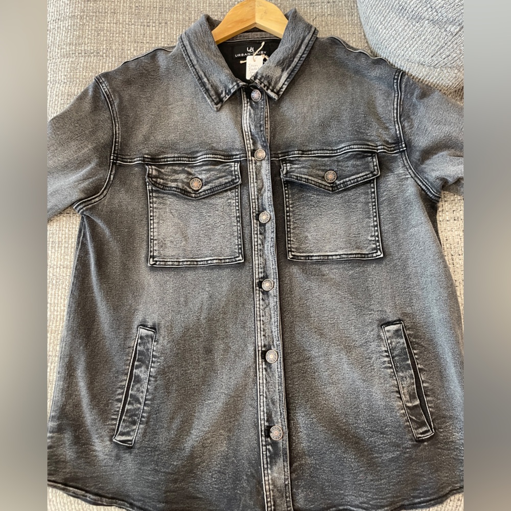 Urban Daisy Acid Washed Womens Oversized Denim Shacket Jean Jacket